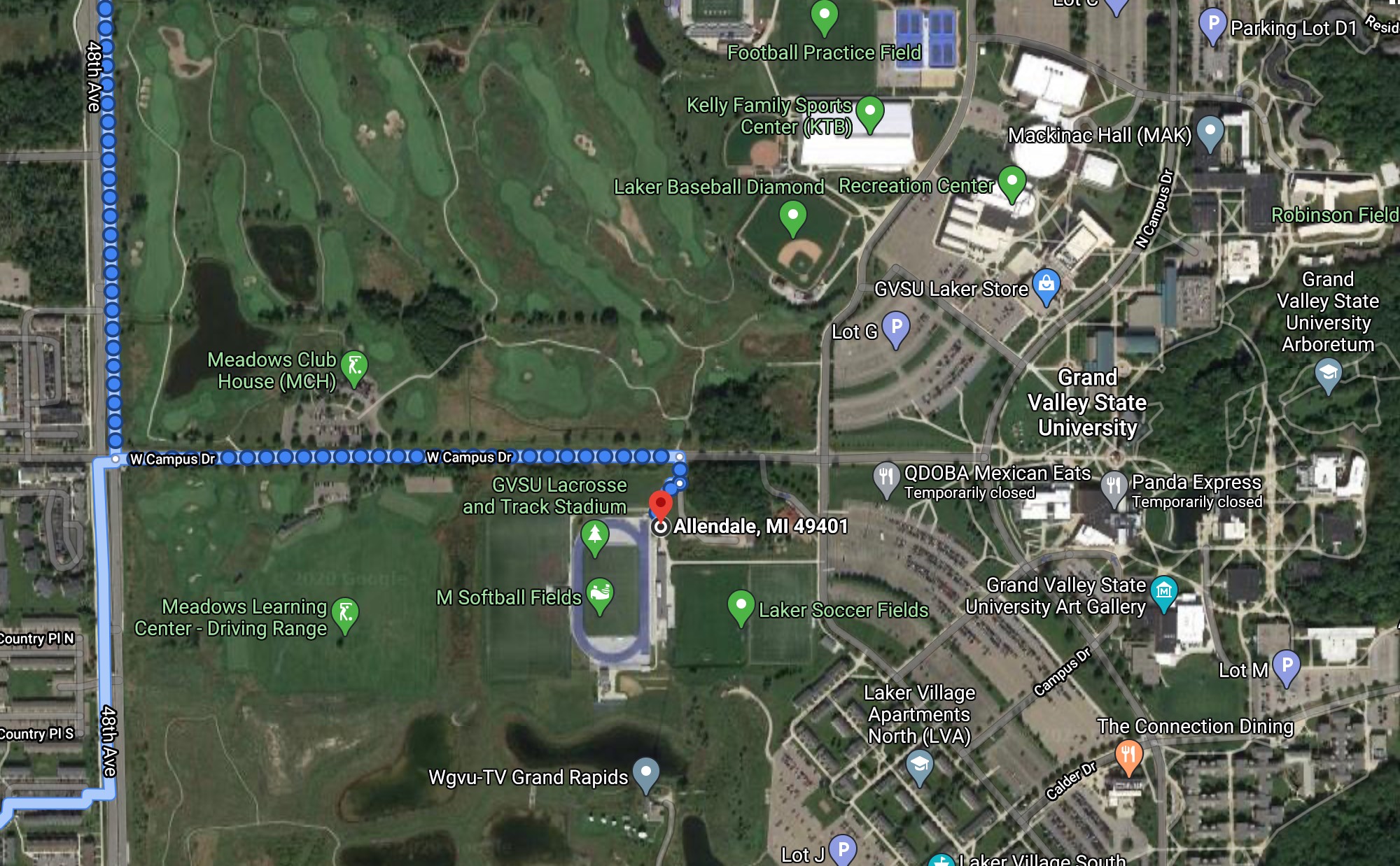 emergency access route to the south complex weight room and the track/lacrosse stadium